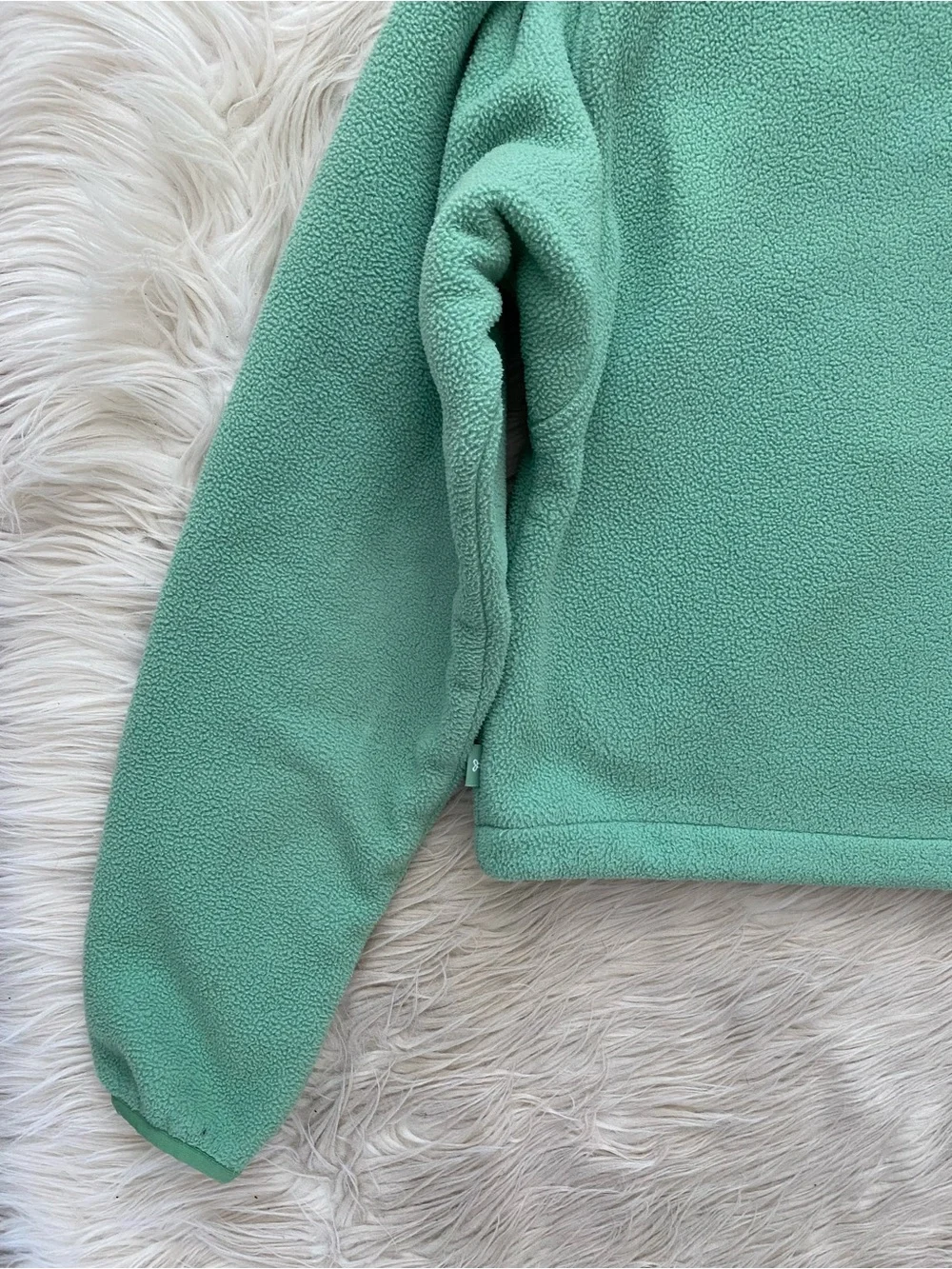 Aritzia TNA Lena Polar 1/2 Half Zip Fleece Sweater Pullover Light Green S - Picture 10 of 11